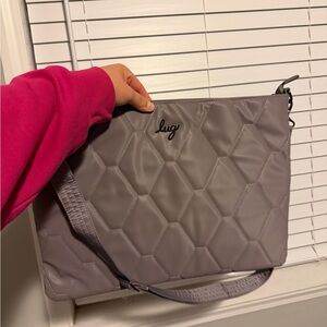 Lug Galley Satin Luxe VL Portfolio Cross Body Bag in Pearl Gray